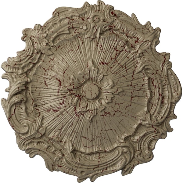 Ekena Millwork Plymouth Ceiling Medallion (Fits Canopies up to 1 5/8"), 16 3/4"OD x 1 3/8"P, Gobi Desert Crackle CM16PLGDC - main